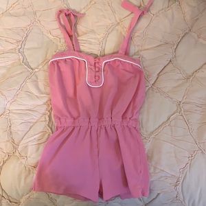 Janie and Jack pink romper with tie straps